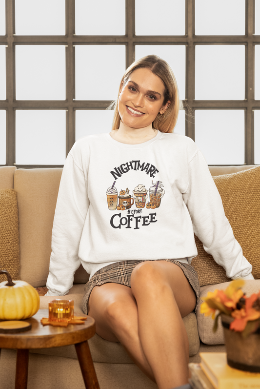 Nightmare Before Coffee Halloween Shirt, Halloween Sweatshirt, Unisex Heavy Blend™ Crewneck Sweatshirt